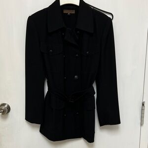 Bergamo New York Black Women's Double Breasted Belted Blazer